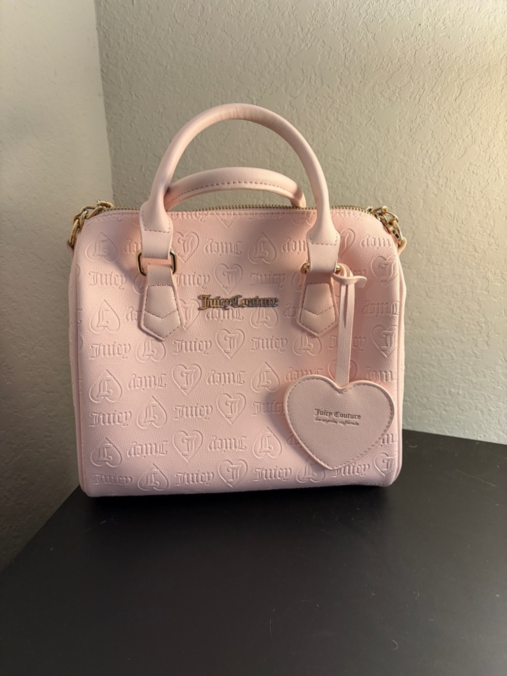 Juicy Couture Light Pink Embossed Satchel with Heart Tag